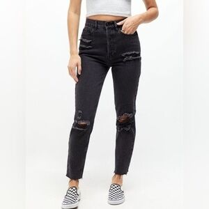 PacSun Eco Black Distressed Ultra High Waisted Slim Fit Jeans size 27